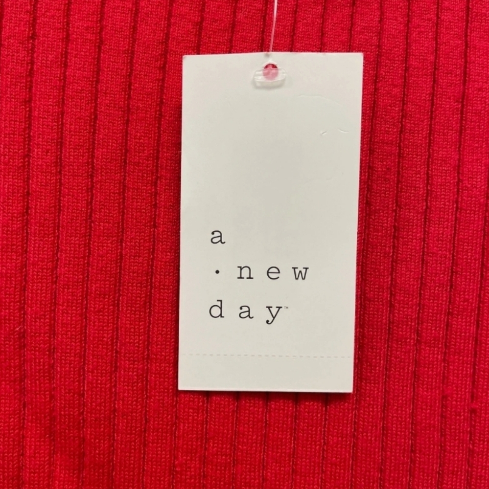 Red Long Sleeve Ribbed Top A New Day New Tag Attached Womens Fitted Xs - Picture 5 of 9